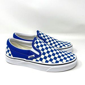 Vans Women Classic Slip-On Checkerboard Blue Canvas Low Top Sneaker VN0A5AO862C
